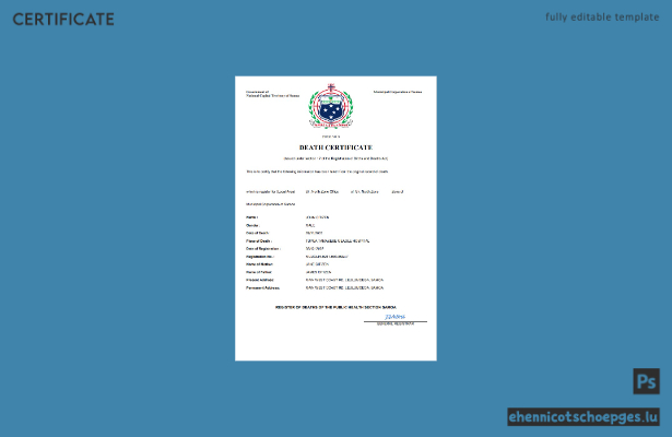 Beispiel einer Sterbeurkunde aus Samoa (Word- und PDF-Datei)
